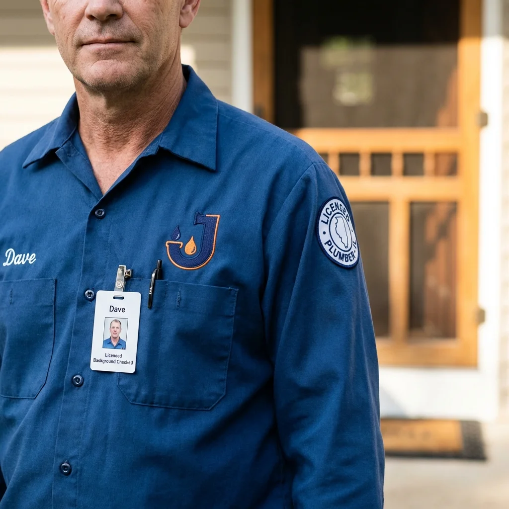 Licensed plumber showing ID badge in Hastings, MN