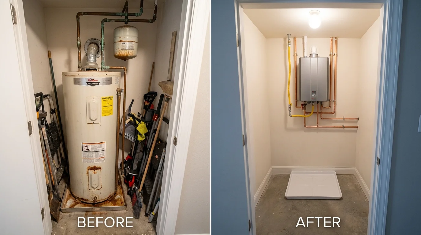 Tank water heater versus wall-mounted tankless unit comparison for Hastings, MN homeowners